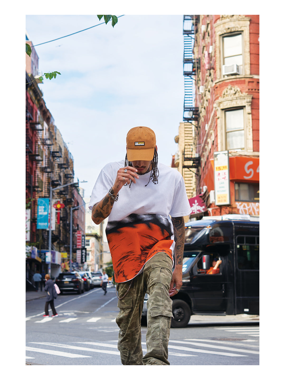 Orange Saw Blade White Tee