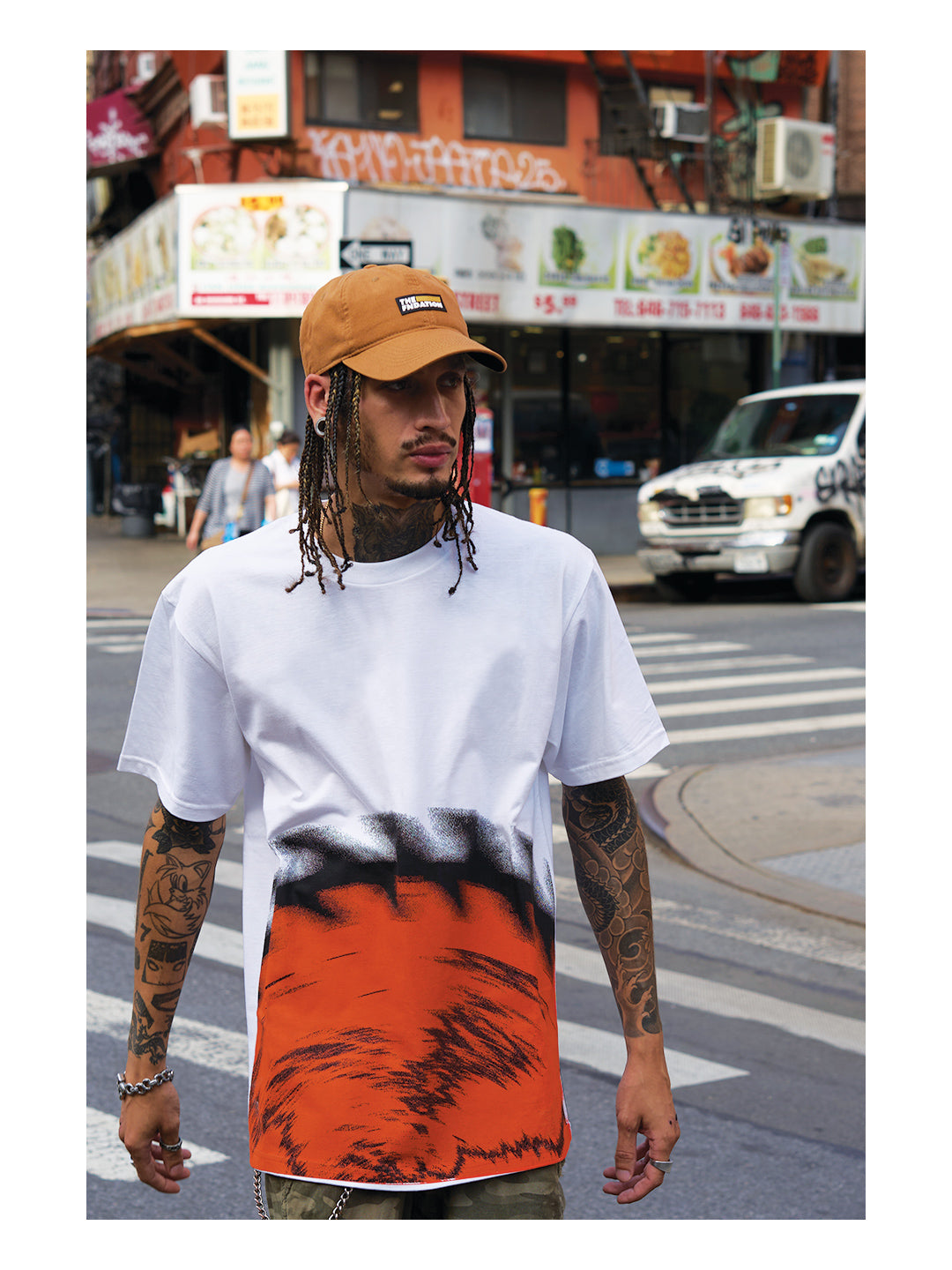 Orange Saw Blade White Tee