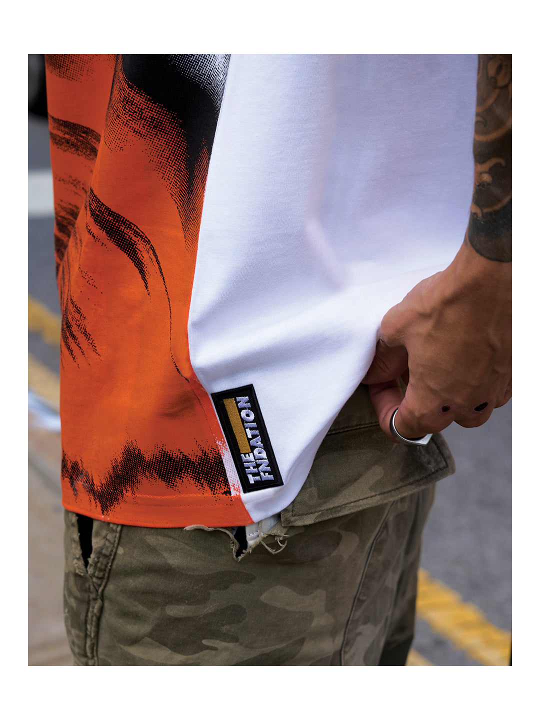 Orange Saw Blade White Tee